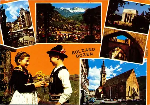 Ansichtskarte Bozen Bolzano Ortsmotiv, Panorama, Brücken, Kirche 1996