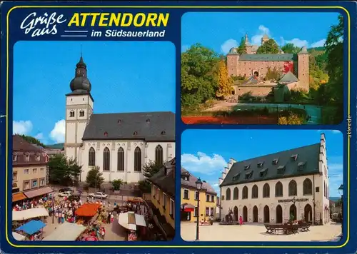 Ansichtskarte Attendorn Kirche, Burg, Museum 1999