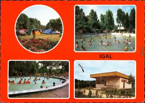 Ansichtskarte Igal (Somogy) Campingplatz, Schwimmbad, Kiosk 1983