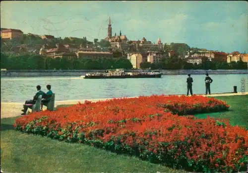 Ansichtskarte Budapest Donauufer mit Dampfer 1973