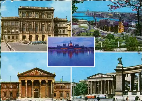 Ansichtskarte Budapest Ortsmotiv, Überblick, Denkmäler 1973