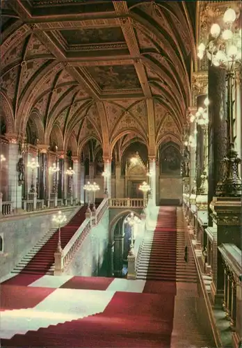 Ansichtskarte Budapest Országház/Parlament: Haupttreppenhaus 1999