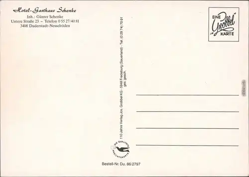 Ansichtskarte Nesselröden-Duderstadt Hotel-Gasthaus Schenke 1986