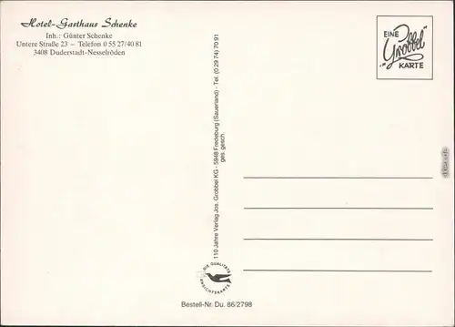 Nesselröden-Duderstadt Hotel-Gasthaus Schenke - Außen- und Innenansicht 1986