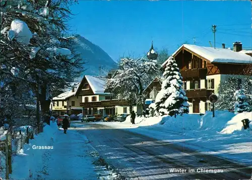 Ansichtskarte Grassau Straßen-Ansicht im Winter 1984