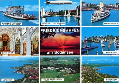 Friedrichshafen MB: Luftbilder, Bodensee, Autofähre und Zeppelin 1981