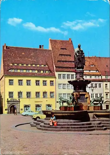 Freiberg (Sachsen) Obermarkt mit Brunnendenkmal g1977