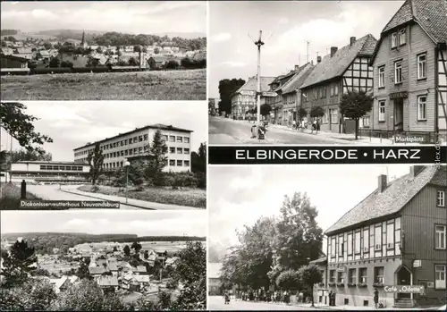 Elbingerode Oberharz am Brocken Überblick, Marktplatz,  Café Odette 1981