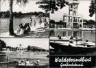 Großschönau (Sachsen) Waldstrandbad mit Sprungturm, Schwimmer und Booten 1976