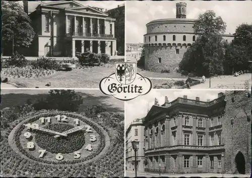 Görlitz Zgorzelec Demianiplatz: Stadttheater,  Blumenuhr, Humboldthaus 1965