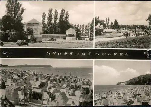 Göhren (Rügen) Ortsmotiv, Wanderung Strandkörben und Badegästen 1974