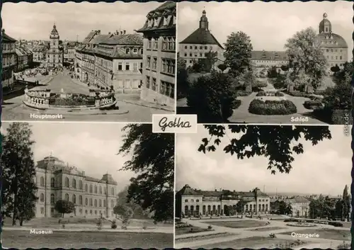 Ansichtskarte Gotha Hauptmarkt, Schloß mit Garten, Museum, Orangerie 1964