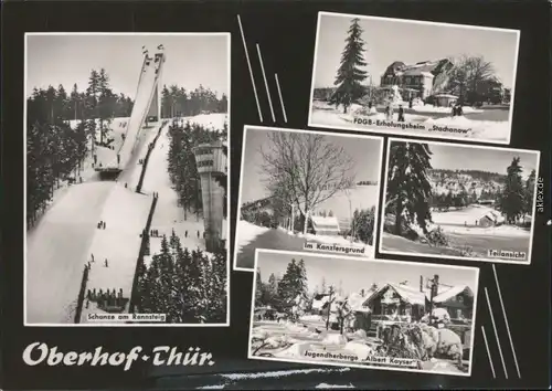 Oberhof (Thüringen) Skischanze, Jugenherberge - Stadt im Winter 1966 