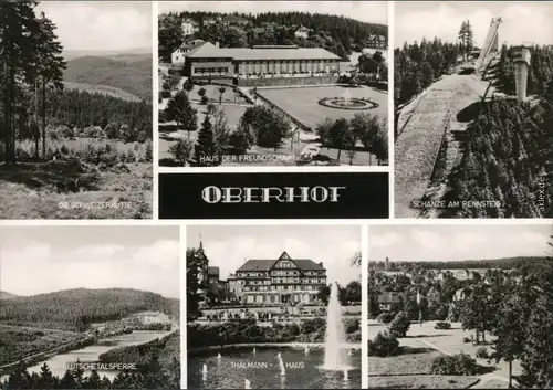 Ansichtskarte Oberhof (Thüringen) Sprungschanze, Talsperre, Stadt 1968 