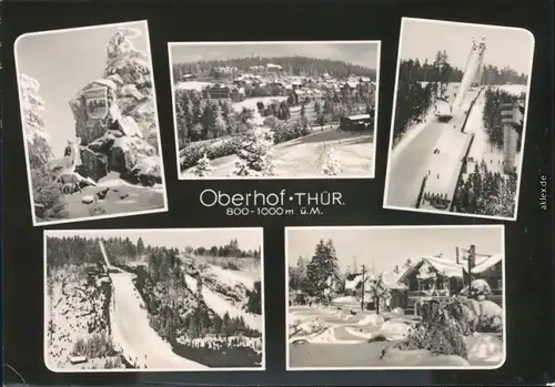 Ansichtskarte Oberhof (Thüringen) Stein, Überblick, Schanzen, Hotels 1966