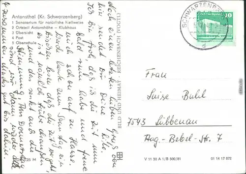 Antonsthal-Breitenbrunn (Erzgebirge) Sanatorium   Post, Oberschule 1981