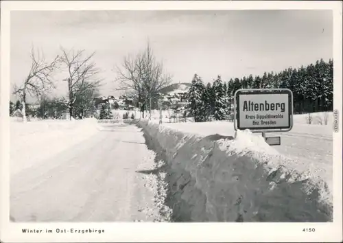 Ansichtskarte Altenberg (Erzgebirge) Ortseingang im Winter 1970