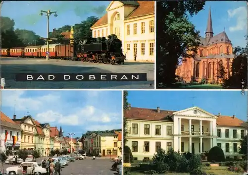 Ansichtskarte Bad Doberan Die Bäderbahn, Markt, Klosterkirche, Moorbad 1969