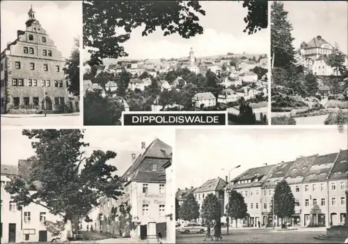 Dippoldiswalde Panorama-Ansicht, Markt, Gasthaus Alte Post, Häuseransicht 1974