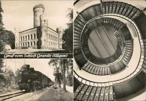 Binz (Rügen) Jagdschloss Granitz, Bäderbahn, Wendeltreppe im Aussichtsturm 1971