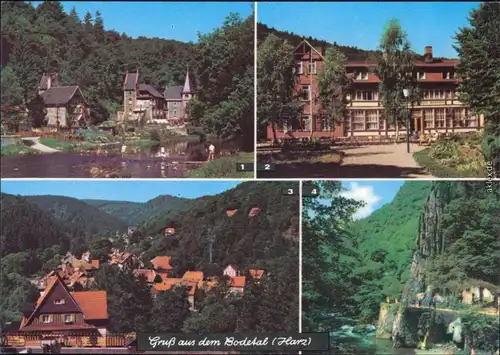 Treseburg  FDGB-Erholungsheim Haus Wildstein, Panorama-Ansicht, Bodetal 1975