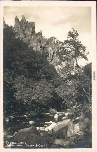 Ansichtskarte Thale (Harz) Goethefelsen / Sieben-Brüder-Felsen 1926