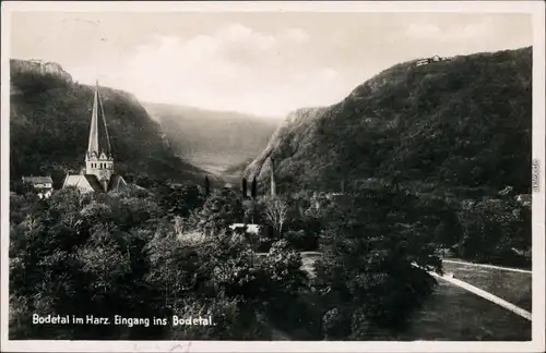 Ansichtskarte Treseburg Bodetal Harz - Eingang - Kirchturmspitze 1914