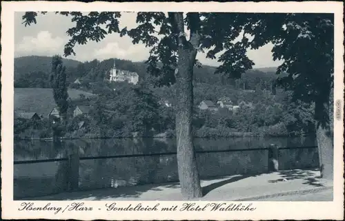 Ansichtskarte Ilsenburg (Harz) Gondelteich mit Hotel Waldhöhe 1934