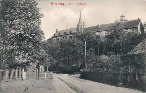 Ansichtskarte Ilsenburg (Harz) Ilsenburg Schloss - Straßenpartie 1912