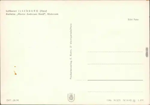Ansichtskarte Ilsenburg (Harz) Kurheim Martin-Andersen-Nexö - Klubraum 1971