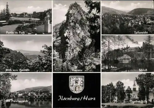 Ilsenburg (Harz) Park, Ilsestein,  Schloss, Forellenteich, Goetheschule 1967