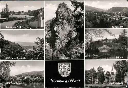 Ilsenburg (Harz) Park, Ilsestein Schloss, Forellenteich, Goetheschule 1978