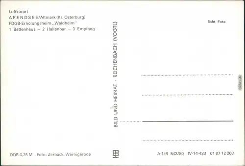 Arendsee (Altmark) FDGB-Erholungsheim Waldheim - Bettenhaus, Hallenbar 1980