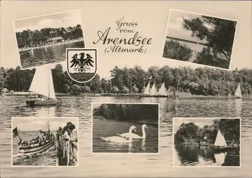 Arendsee (Altmark) Strand, Uferbereich, Segelboote, Kutter, Schwäne 1966