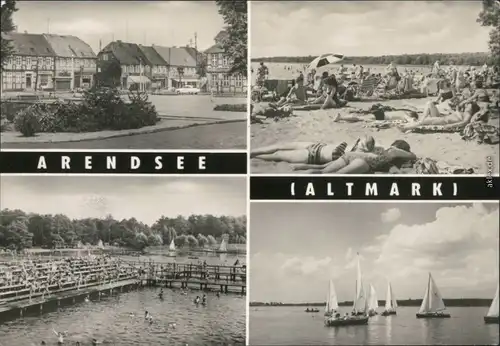 Arendsee (Uckermark)-Nordwestuckermark Markt Strand mit vielen Badegästen  1971