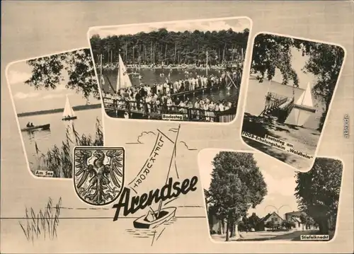 Arendsee (Uckermark)-Nordwestuckermark Segelboot, Badesteg Stiefelknecht 1964