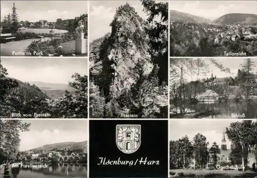 Ilsenburg (Harz) Park, Ilsestein,  Schloss, Forellenteich, Goetheschule 1966