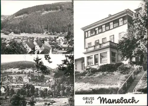 Manebach-Ilmenau Teilansicht, FDGB-Heim - Freundschaft, Panorama 1976