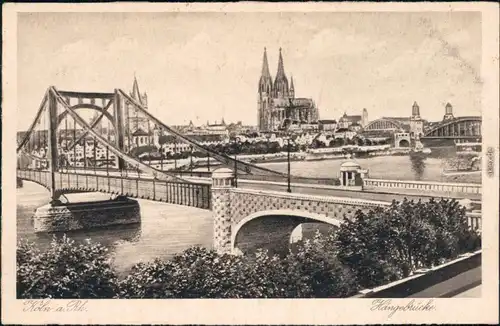 Ansichtskarte Köln Coellen | Cöln Schwebebrücke/Hängebrücke 1934