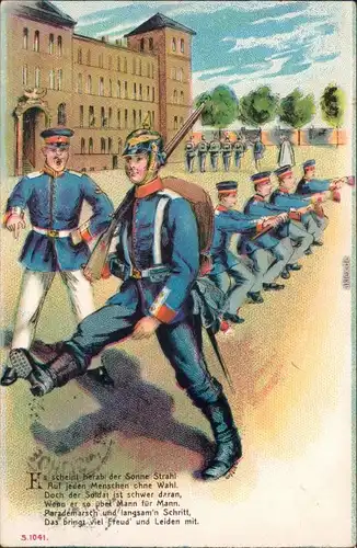 Ansichtskarte  Soldaten Ausbildung Parademarsch 1908