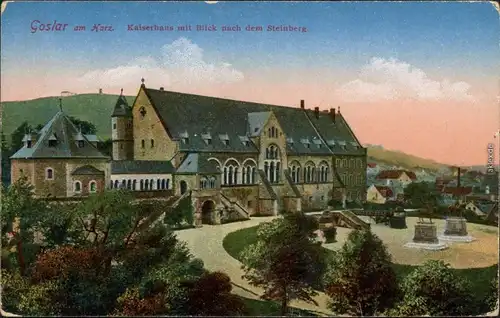 Goslar Kaiserpfalz / Kaiserhaus mit Blick nach dem Steinberg 1914