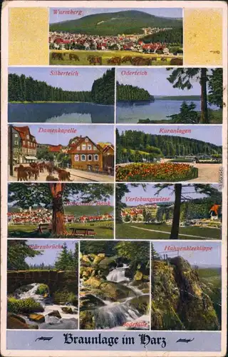 Ansichtskarte Braunlage Mehrbild: Straßen, Umland und Panorama 1918 