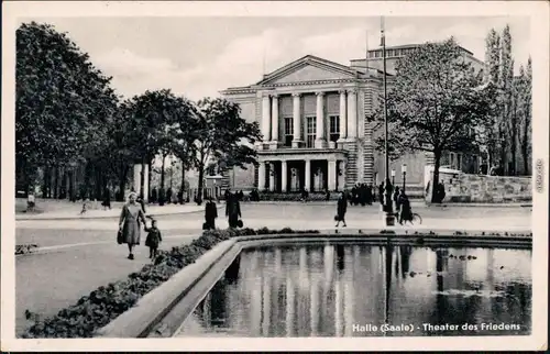 Ansichtskarte Halle (Saale) Partie am Theater des Friedens 1957 