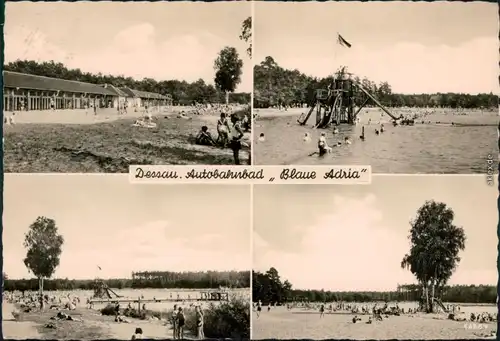 Dessau Roßlau 4 Bild: Autobahnbad Blaue Adria - Umkleide, Sprungturm 1959