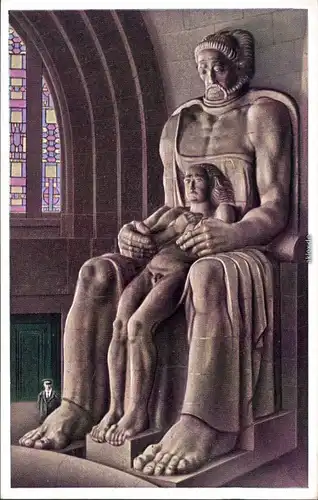 Ansichtskarte Leipzig Glaubensstärke - Figur Völkerschlachtdenkmal 1929 