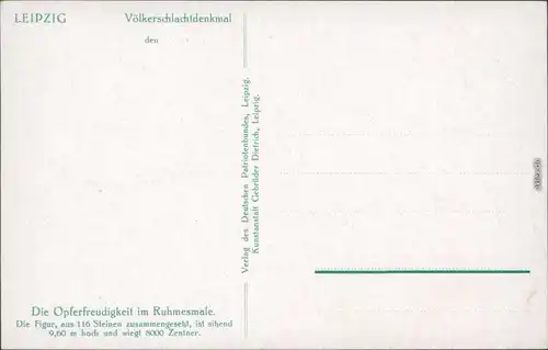 Ansichtskarte Leipzig Opferfreudigkeit - Figur Völkerschlachtdenkmal 1929 