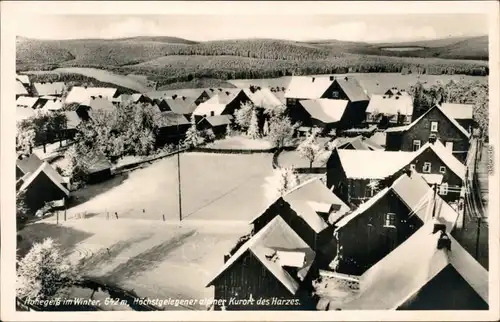 Ansichtskarte Hohegeiß-Braunlage Panorama-Ansicht im Winter 1934