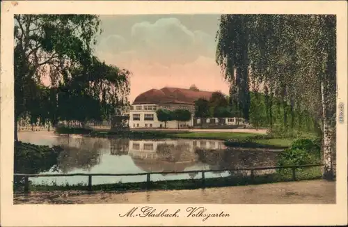 colorierte Ansichtskarte Mönchengladbach Volksgarten 1915