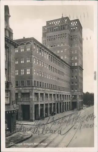 Ansichtskarte Düsseldorf Straßenpartie am Wilhelm Marx Haus 1931 