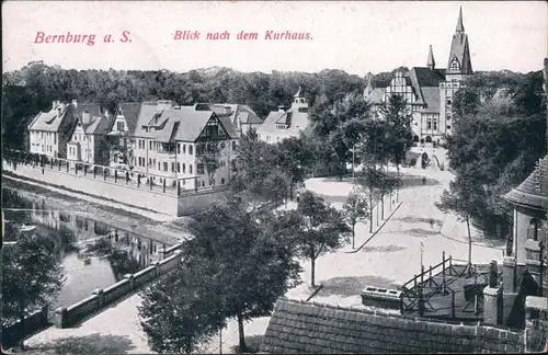 Ansichtskarte Bernburg (Saale) Straßenpartie und Kurhaus 1913 